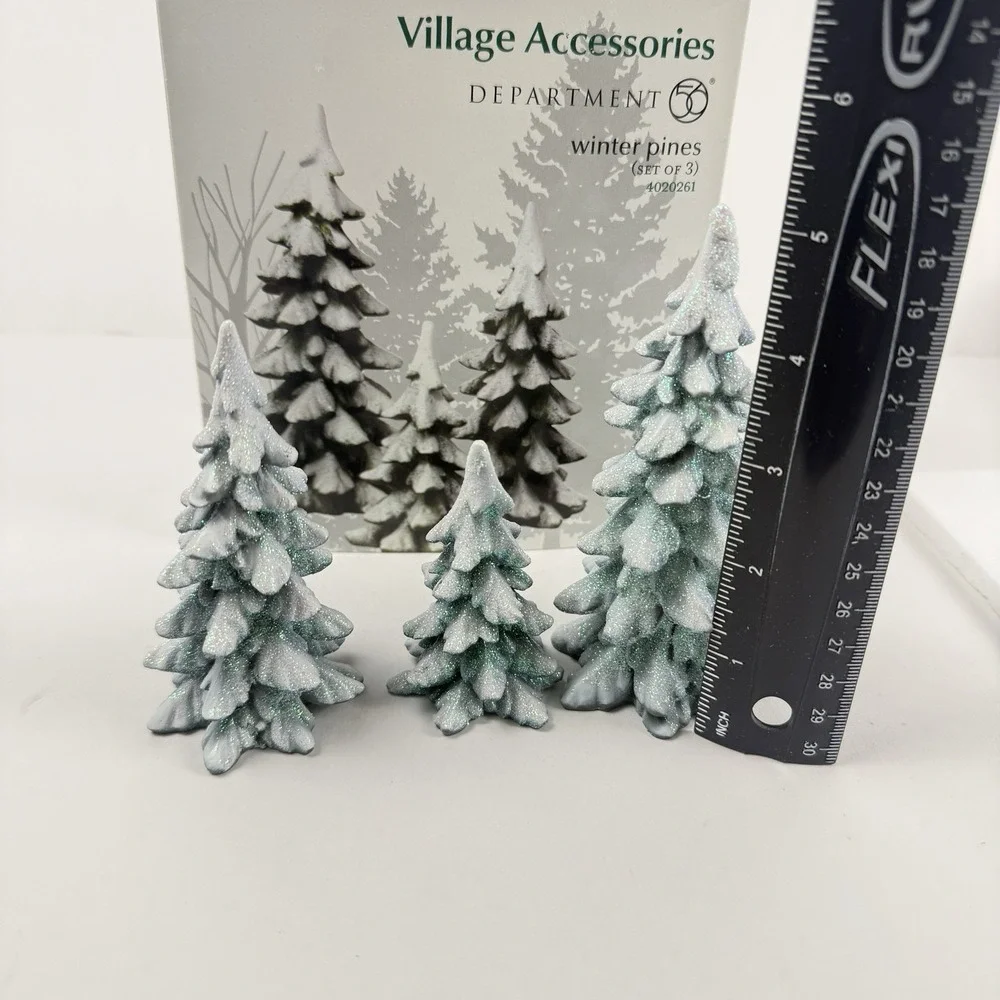 Department 56 Village Accessories Winter Pines Trees Christmas Set of 3 #4020261
